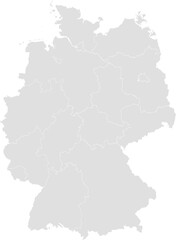gray map of germany with 16 separated federal states 