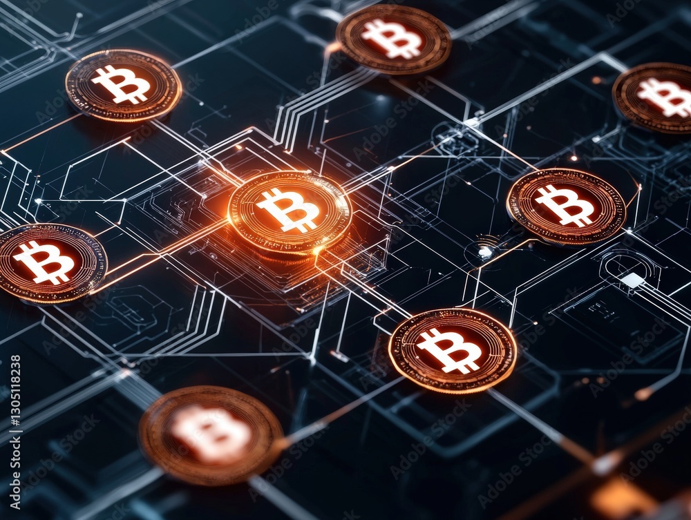 Poster intricate representation of bitcoin cryptography concepts depicting security and digital currency te