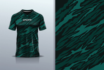 T-shirt mockup abstract texture grunge texture sport jersey design for football, soccer, racing, esports, running, in green color © Nimpuna O