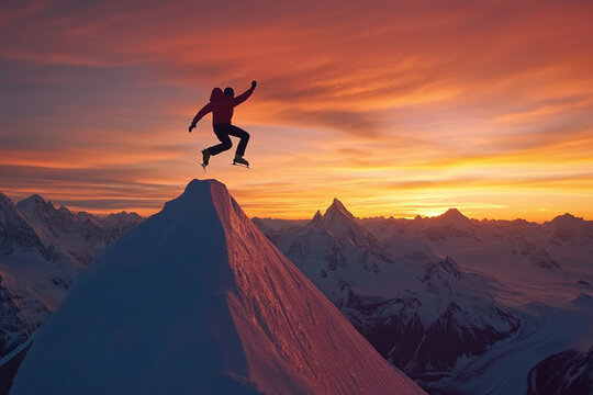 silhouette of a man on a mountain top
