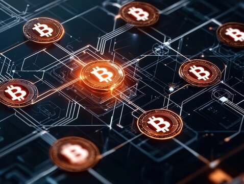 Intricate representation of bitcoin cryptography concepts depicting security and digital currency technology