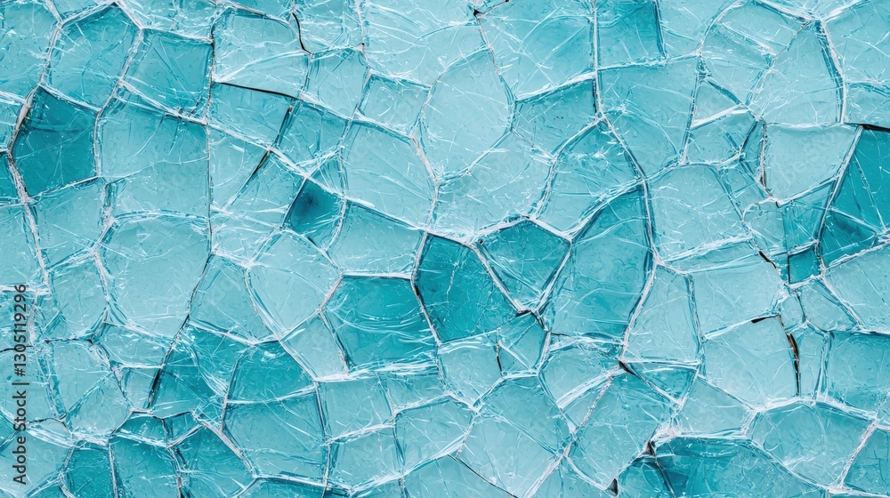 Aufkleber broken glass wall with cracks and fractures creating an abstract pattern of transparency and light r