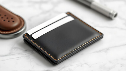 Slim Leather Wallet Mockup for Modern Essentials