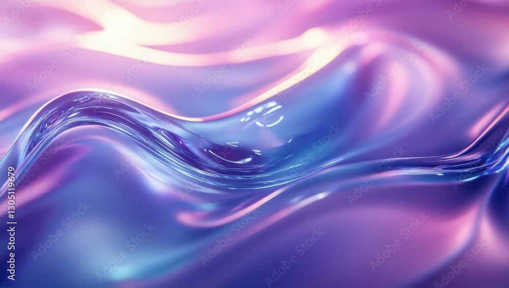 Poster abstract flowing liquid surface with soft waves in vibrant pink and blue hues creating a serene and 