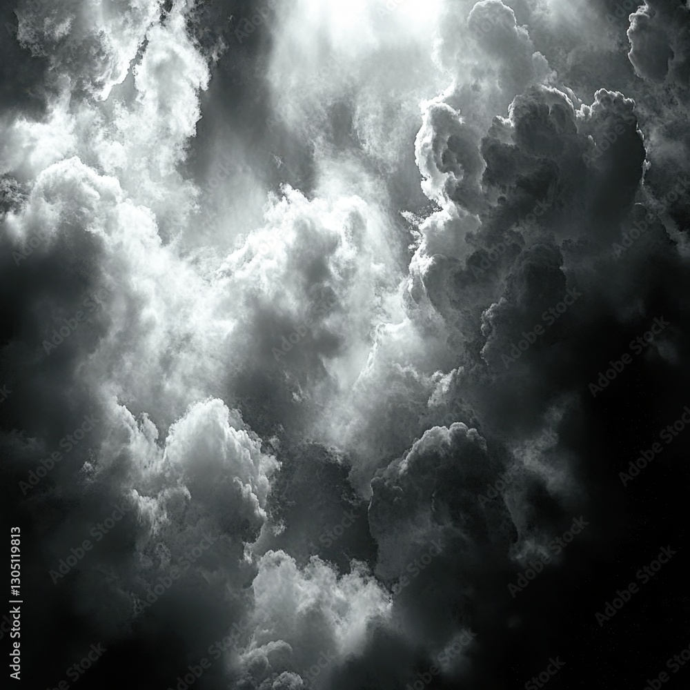 Aufkleber dramatic monochrome cloudscape with ethereal light creating a sense of depth and atmospheric perspec