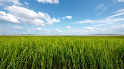 Obraz premium Carbon Ecosystem Services Concept, Coastal Restoration Projects for Enhancing Carbon Storage in Wetland Environments with Lush Greenery