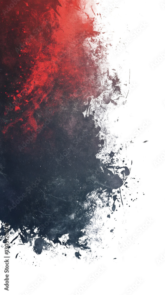 Poster Grunge texture with red and blue hues merging on a transparent background, ideal for adding a vintage or distressed effect to designs