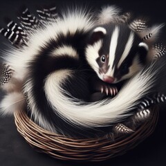 Striped Skunk Fur Soft and warm fur from striped skunks used in
