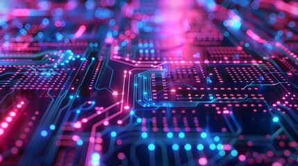 Obraz premium Glowing Neon Holographic Technology Background