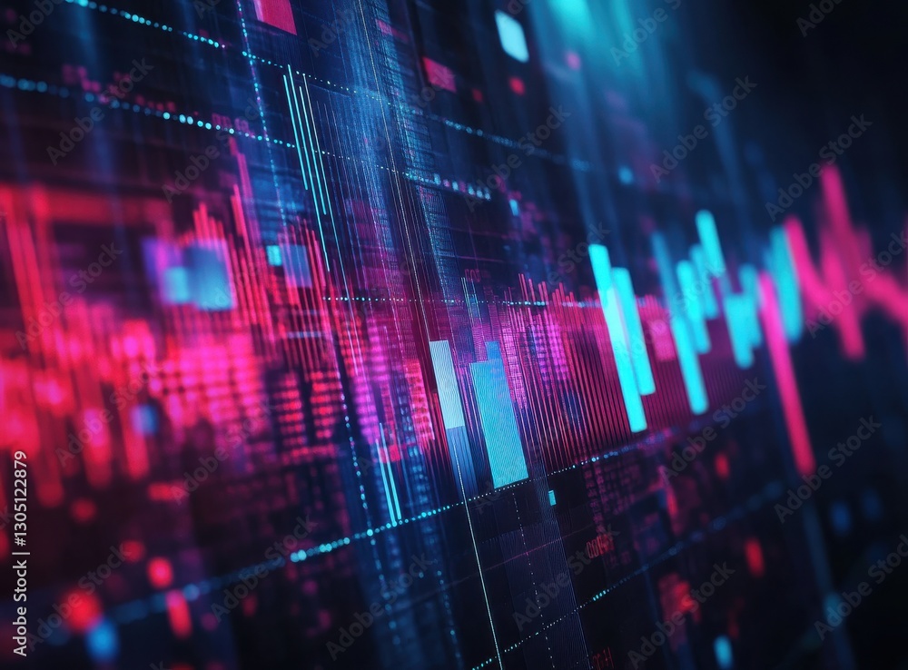 Aufkleber abstract futuristic technology background with vibrant colors, data visualization patterns, digital 