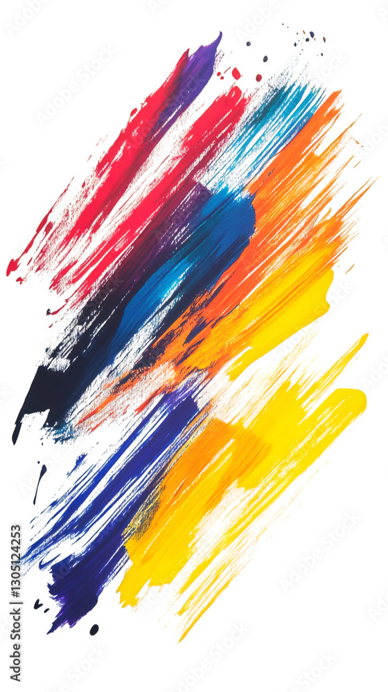 Aufkleber Vibrant color brushstrokes intersecting dynamically, creating abstract artistic composition with transparent background for graphic design purposes