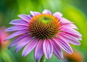 Fototapeta premium Close-up Purple Coneflower, Echinacea, Soft Focus Background - Blooming Wildflower