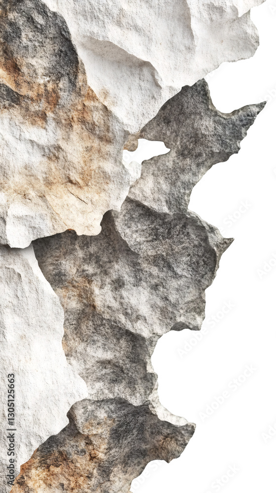 Poster Irregular layered rock formations with a transparent background, perfect as a design element for various projects