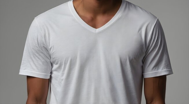 portrait of a high quality V-neck white t shirt