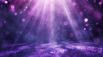 Purple Galaxy Sparkle Background: Mystical Light Beams and Shimmering Dust