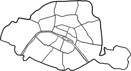 freehand drawing of Paris city map.