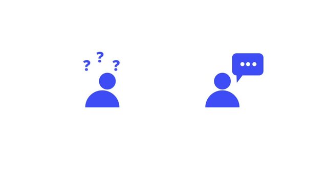 Animation icon of two people talking. Animated video on transparent background. 