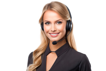 Portrait of a smiling customer service representative isolated on transparent background