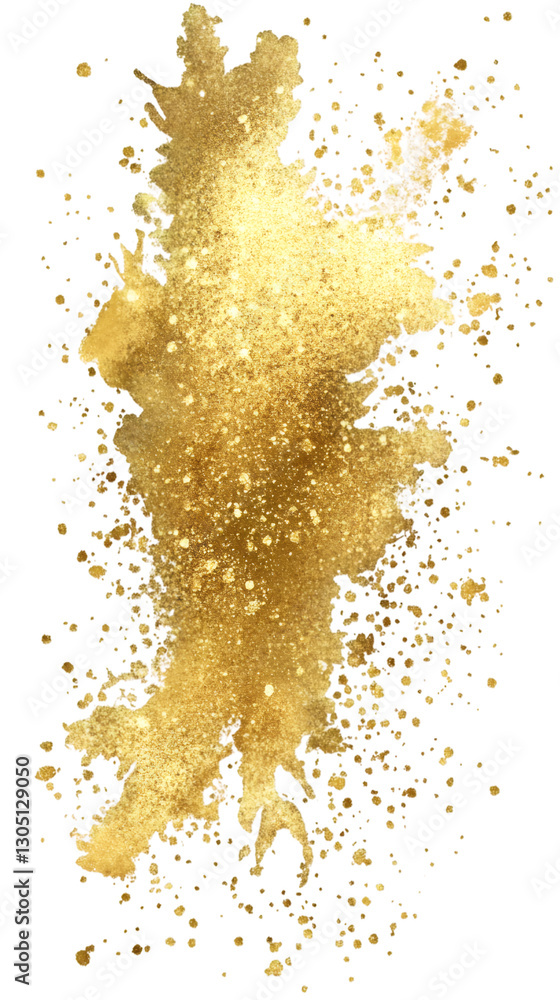 Aufkleber Gold paint splashing and shimmering with glitters on a transparent background, perfect for enhancing luxury designs and festive celebrations