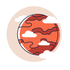 Obraz premium Illustration of Mars planet with clouds, cosmic exploration