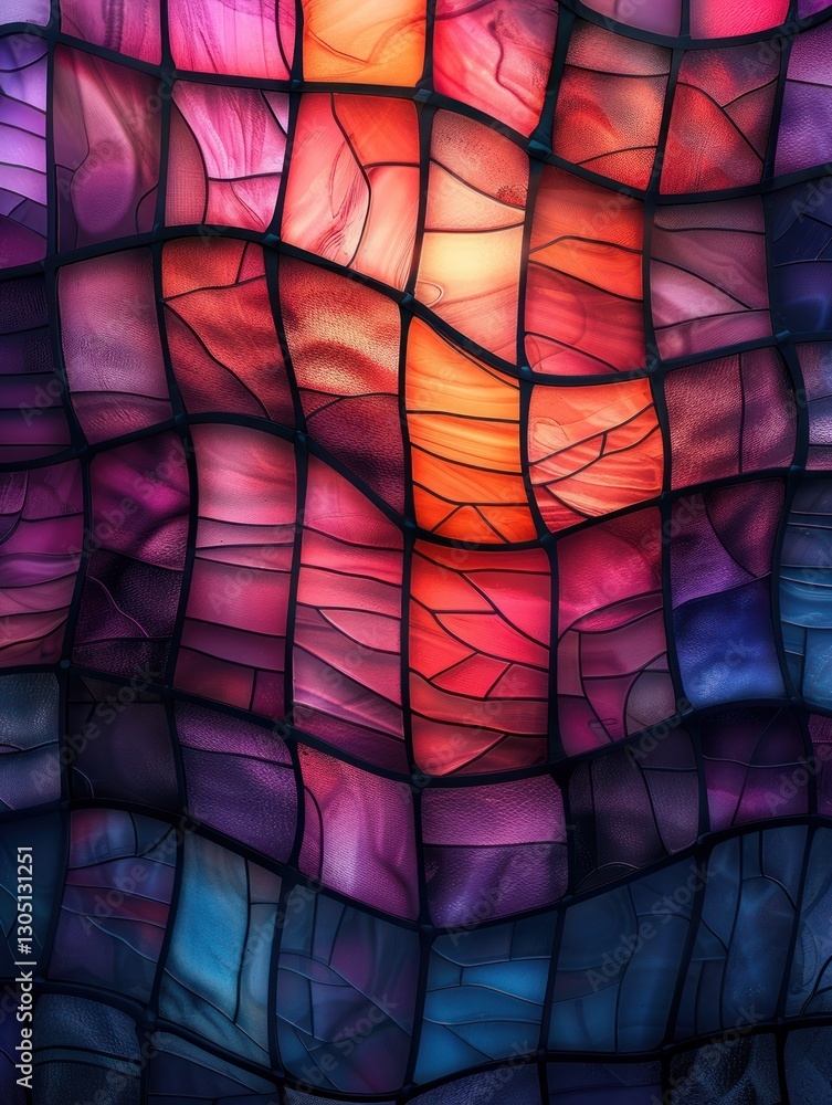 Poster bright and contrasting hues blend seamlessly in this abstract stained glass mosaic, creating an arti