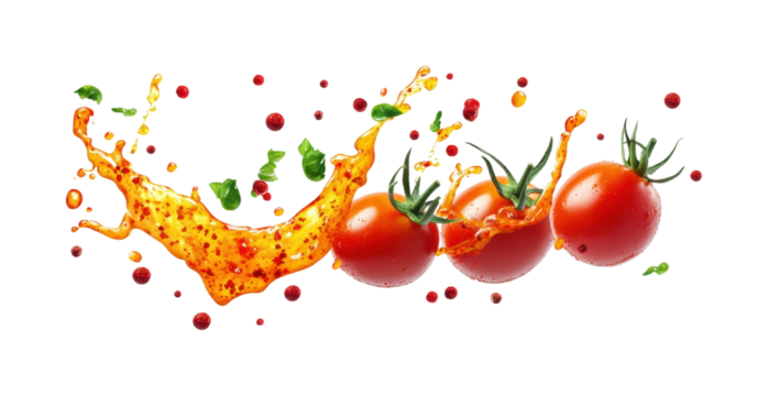 Soaring tomato sauce creative and vibrant isolated on transparent background png