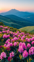 Obraz premium a panoramic view of the carpathian mountains at sunrise,