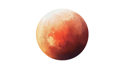 Obraz premium A digital illustration depicting a blood moon. The moon is rendered as a sphere with a gradient of red and orange hues, suggesting a lunar eclipse. The colors are vibrant and intense. The