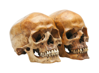 Anthropological view of artistic skull displays isolated on transparent background png