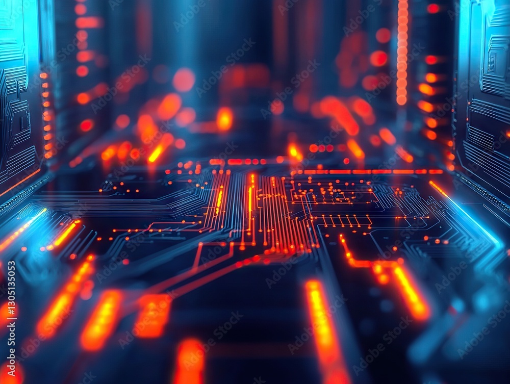 Aufkleber exploring futuristic circuitry designs in technology digital art abstract environment close-up view