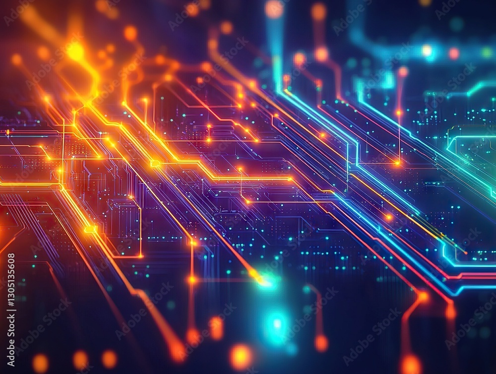 Poster innovative digital circuit design tech lab abstract art futuristic environment close-up view technol