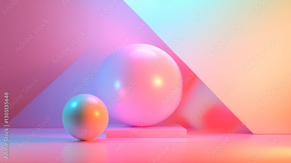 Poster pastel geometric sphere display