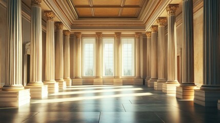 Fototapeta premium Grand Columns Sunlight Gallery Interior