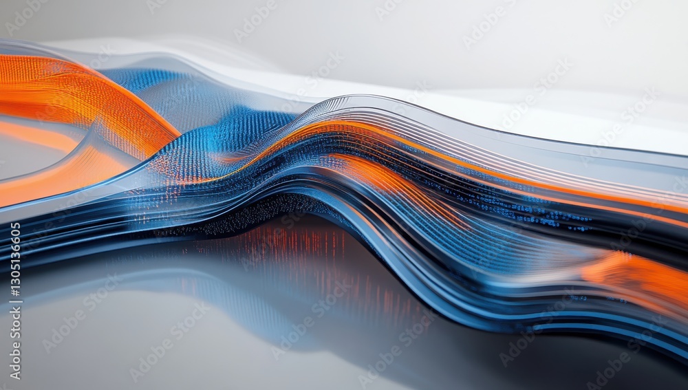 Aufkleber abstract wave patterns in bold blue and orange colors with smooth flowing lines ideal for modern des