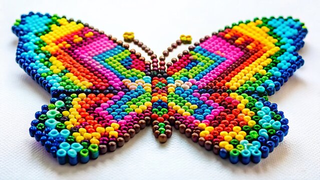Colorful Perler Bead Butterfly Craft Portrait Photography