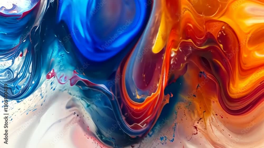 Aufkleber abstract painting with fluid forms and dynamic lines, capturing the essence of movement and energy