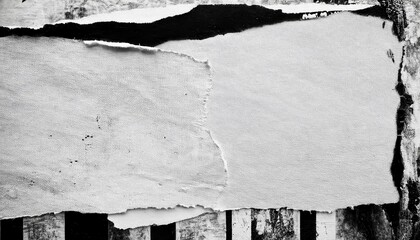 Naklejka premium torn white paper on urban grunge wall with abstract black graffiti, blank ripped poster template, textured street art frame