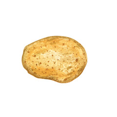 A simple illustration of a baked potato with a textured surface.