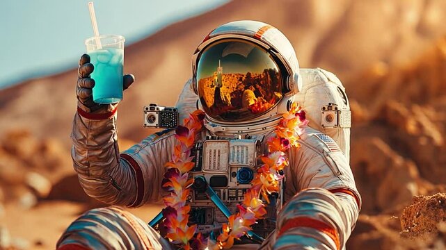 This Passengers in suborbital flights relish a refreshing drink while experiencing weightlessness.