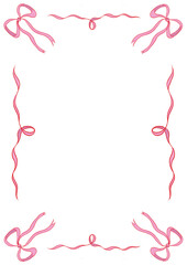 Ribbons & Bows Pink & Red Frame Vector, Valentine's Day card border, romantic background, hand drawn girl baby shower wavy ribbon, valentines girly a4 birthday engagement party invitation menu png