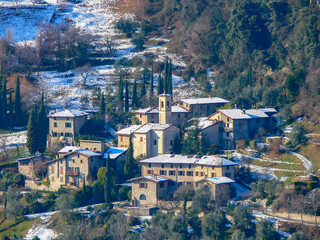 The small historic village of Musio in winter.