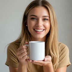 A young woman proudly displaying a beautifully designed product with creative and modern packaging that stands out