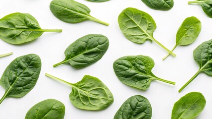 Fototapeta premium Spinach On White Background