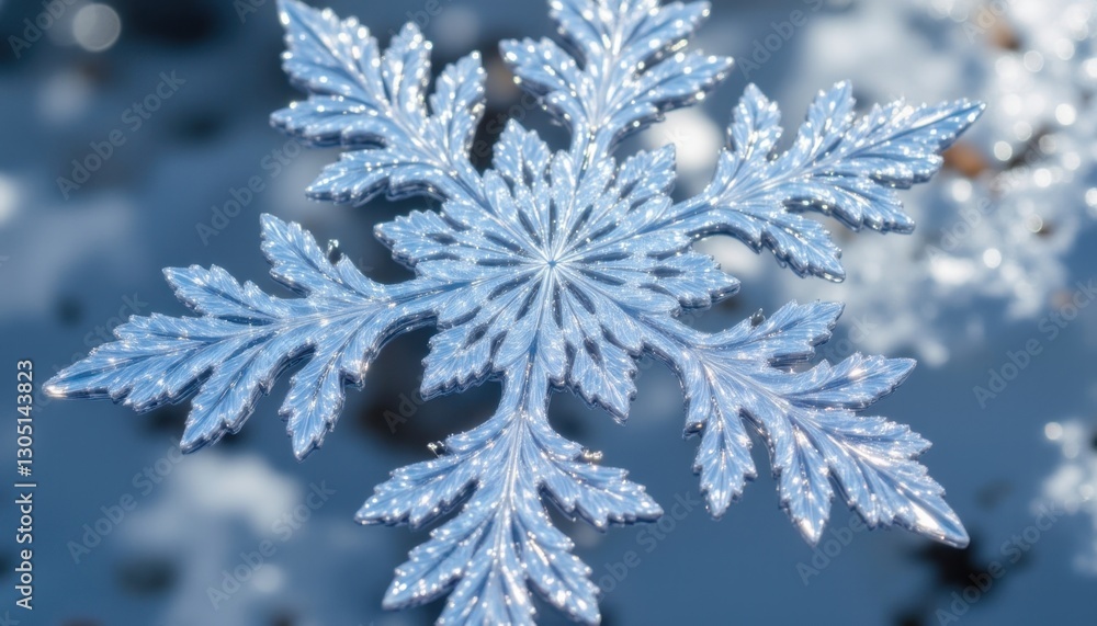 Poster an intricate snowflake design captures the essence of winter with its intricate patterns of sparklin