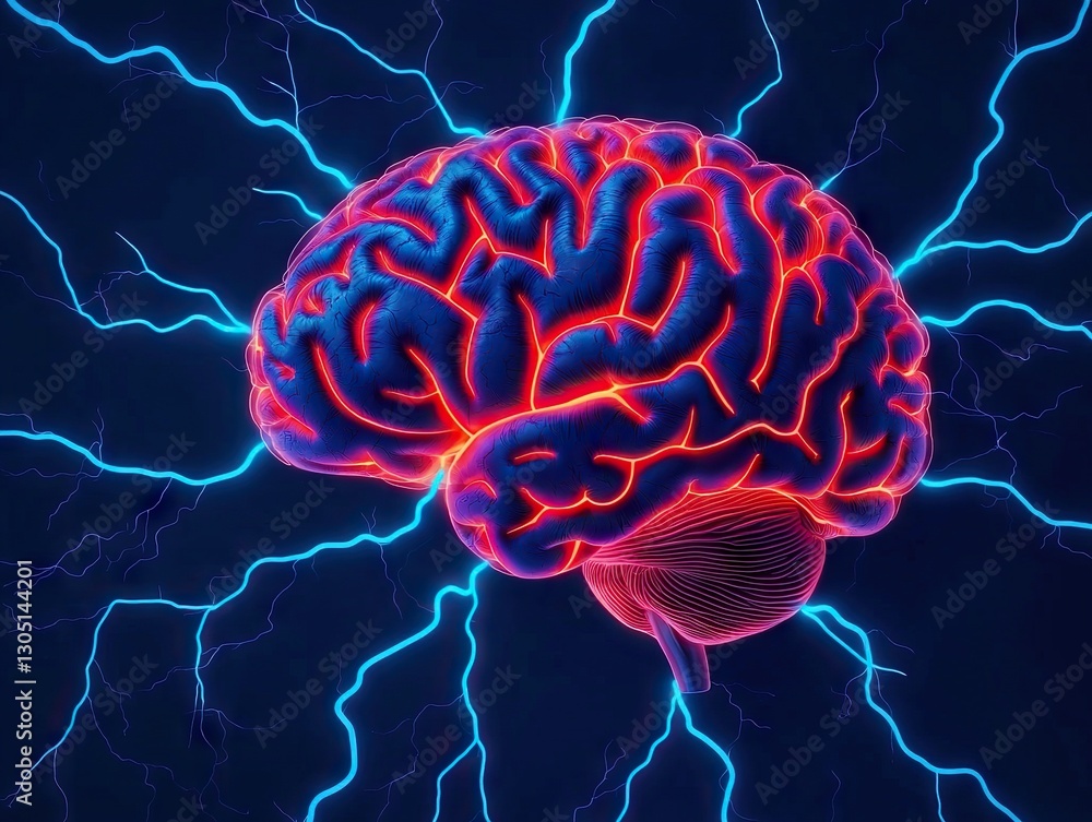 Aufkleber electrifying brain activity visualization digital art neural connections futuristic environment clos
