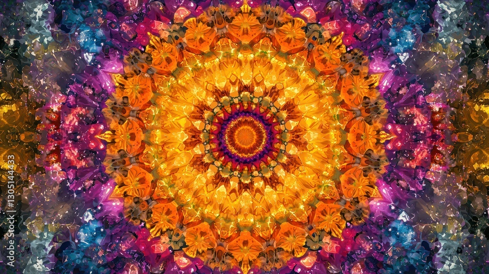Poster a vivid abstract burst of colors blending seamlessly in a radial pattern.