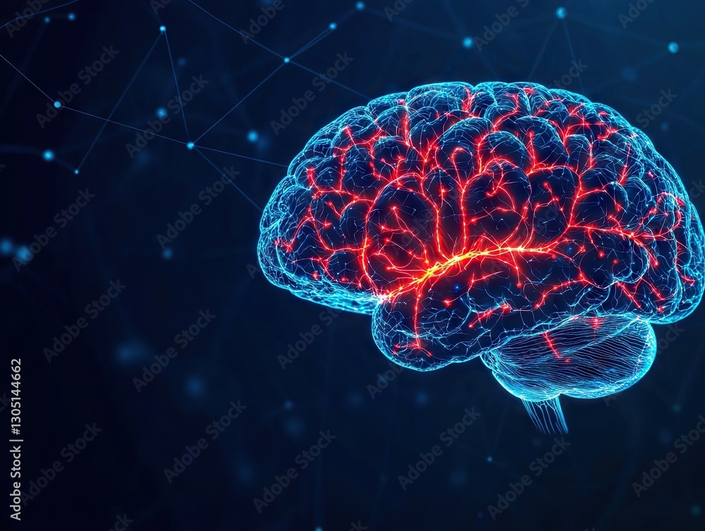 Poster neuroscience breakthrough understanding brain function laboratory scientific visualization digital c