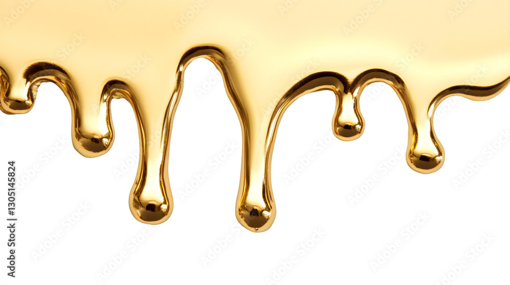 Aufkleber Flowing golden paint dripping down on a transparent background, creating a luxurious and elegant visual