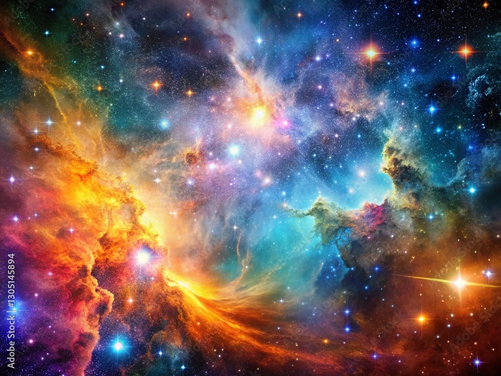 Poster cosmic nebula background texture: deep space starfield with high depth of field