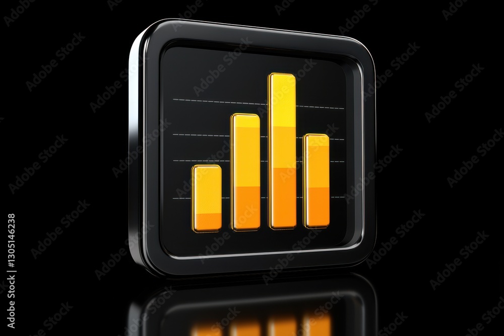 Poster a sleek, modern bar chart icon features yellow bars on a dark background, symbolizing data visualiza
